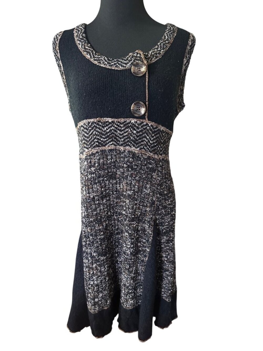 Curio black brown and tan knit sweater dress size M
